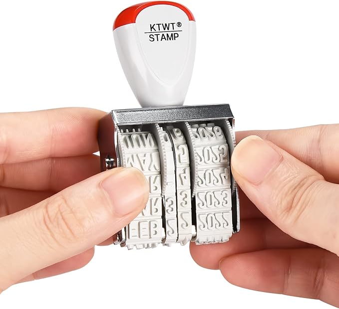 KTWT 1.5" Rubber Stamp Line Dater, Date Stamp, Office Stamp, Rotating Stamp 3/16" (5mm)