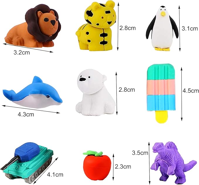 URSKYTOUS 110Pcs Animal Erasers Kids Desk Pets Pencil Erasers 3D Puzzle Eraser Bulk Mini Animal Food Toys Fun Cute Eraser for Classroom Rewards, Game Prizes, Treasure Box, Easter Egg Fillers