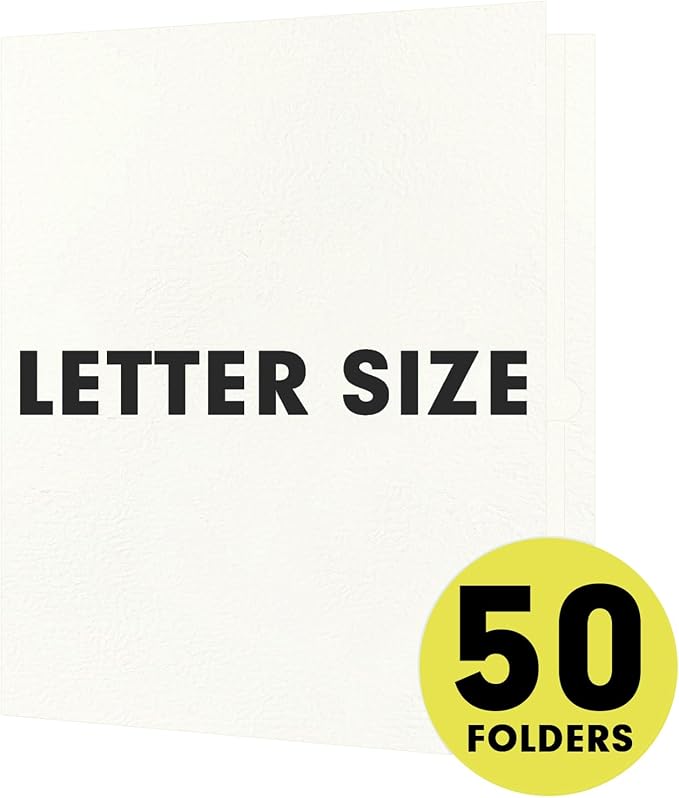 RAZCC Two Pocket Folders, 50 Pack 2 Pocket Folders Fit Letter Size Paper, Paper Folders with Pockets for School Office Business Home (White)
