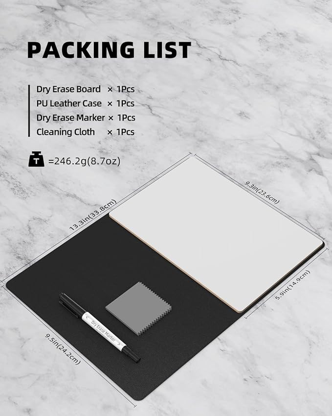 Mehaving Small Dry Erase Board with Stand for Desk, Portable Reusable Desktop Notepad, 9.5 * 6.6in Memo White Board,Office Home Supplies Desk Accessories MH770 (Black)