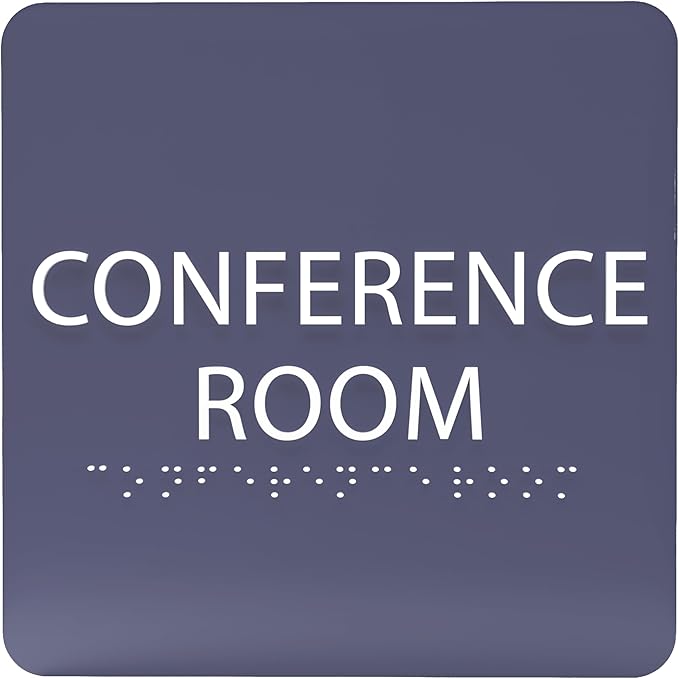 ADA CENTRAL SIGNS - 6" X6" Conference Room Sign- ADA Compliant Tactile Graphics Grade 2 Braille Text Acrylic Wall Signs - Authorized Personnel Only, Meeting Privacy Door Sign for Schools, and Offices