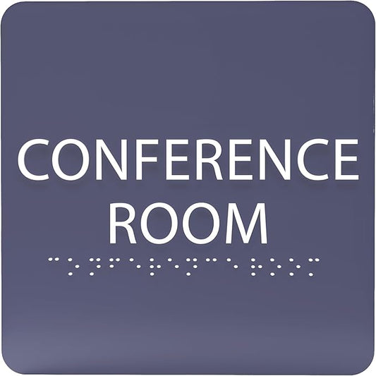 ADA CENTRAL SIGNS - 6" X6" Conference Room Sign- ADA Compliant Tactile Graphics Grade 2 Braille Text Acrylic Wall Signs - Authorized Personnel Only, Meeting Privacy Door Sign for Schools, and Offices