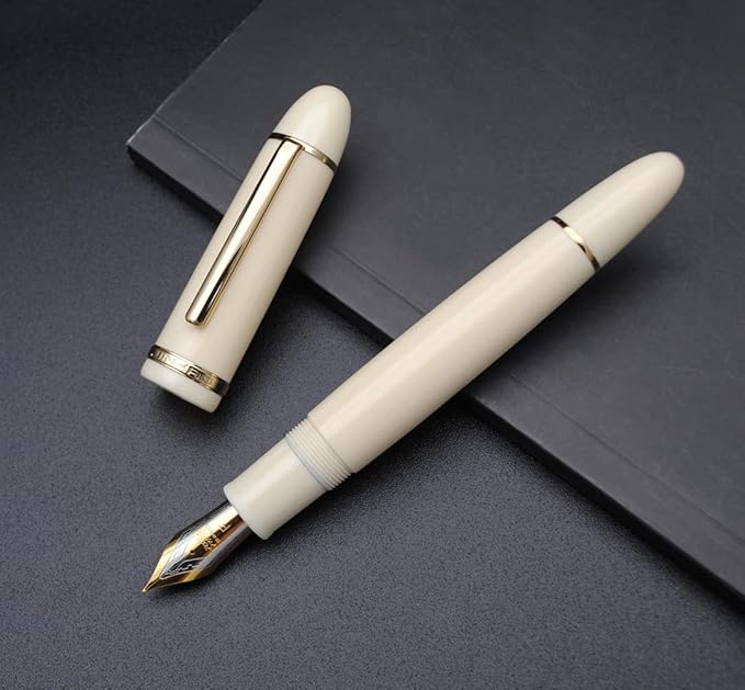 JINHAO X159 Fountain Pen (F Nib 0.5mm, Ivory White with Gold Clip)