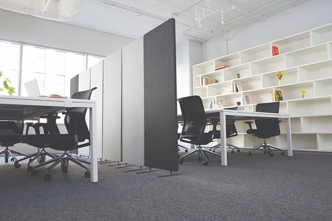 Stand Up Desk Store ReFocus Freestanding Noise Reducing Acoustic Room Wall Divider Office Partition (Ash Grey, 23.6" x 66", Zippered Extension Panel)