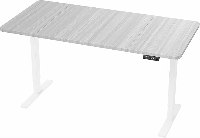 VIVO Electric 60 x 30 in Standing Desk, Memory Height Adjustment, 1B Series, Holds 220 lbs, Dark Gray Top White Frame, DESK-KIT-1W6G-30