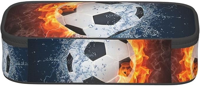 HKHEHOP Soccer Ball Cool Sport Pencil Case Big Capacity Storage Pencil Pouch Stationery Bags With Zipper Portable Pen Holder Box Organizer For Boys Girls Teens Student College School Office Supplies