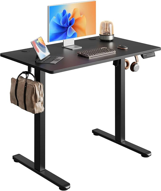 DEVAISE Whole Piece Standing Desk, 40 x 24 Inch Electric Standing Desk with Adjustable Height, 3-Preset Memory Sit Stand up Desk, One Piece Desktop Computer Desk for Home, Office (Black)