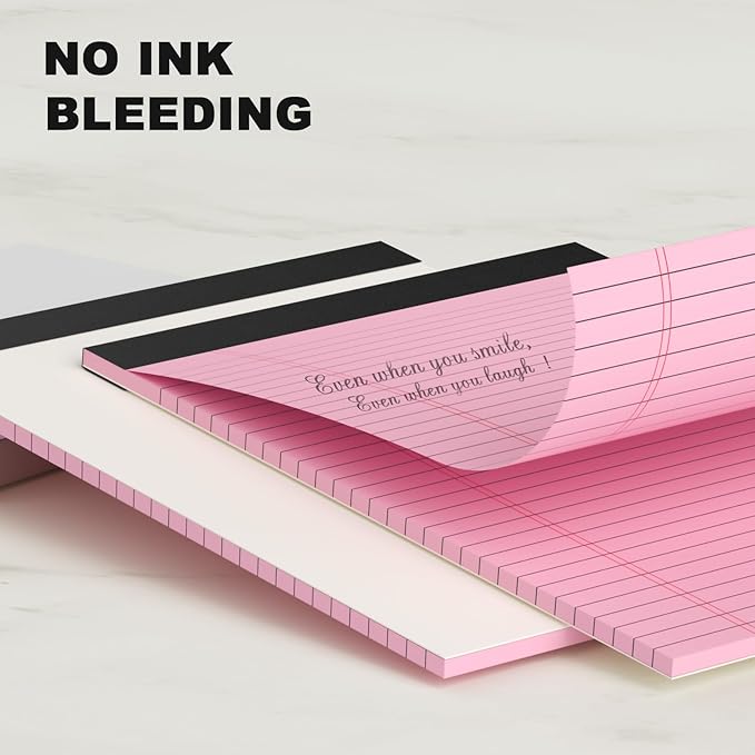 AILZFEI Colored Legal Pads 8.5 x 11 Note Pads 8.5 x 11 inch, Wide Ruled Clear Print Writing Pads 30 Sheets/Pad, 80gsm Colored Paper, Perforated Notepad with Sturdy Back (3 Pads)