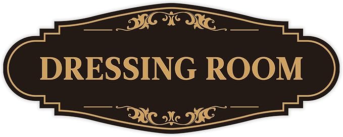 Dressing Room Sign for Door，Self-Adhesive Waterproof Vinyl Vintage Changing Room Signage Sticker, Fitting Room Decor for Home, Business, Shop, Theaters, Clothing Stores, Gyms, Hotels
