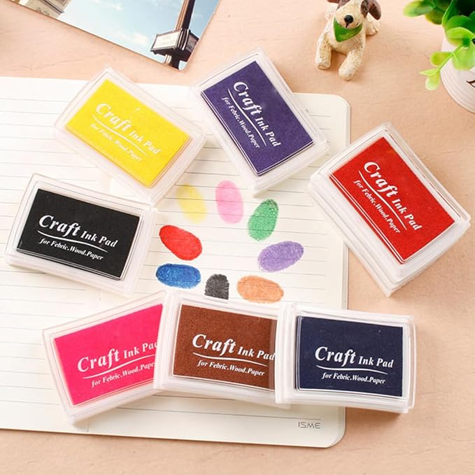 JZTang 6 Pcs Craft Ink Pad, Washable Ink Pads Multicolor Ink Pads for Rubber Stamps, Paper, Scrapbooking, Wood Fabric, 6 Unique Pure Colors