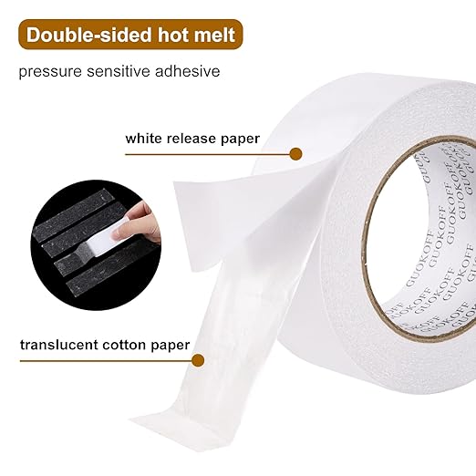 GUOKOFF Double Sided Tape 2 Inch x 40 Yards, Strong Adhesive Double Sided Sticky Tape, Two Sided Tapes, Multipurpose Tape for Arts, DIY, Crafts, Scrapbooking