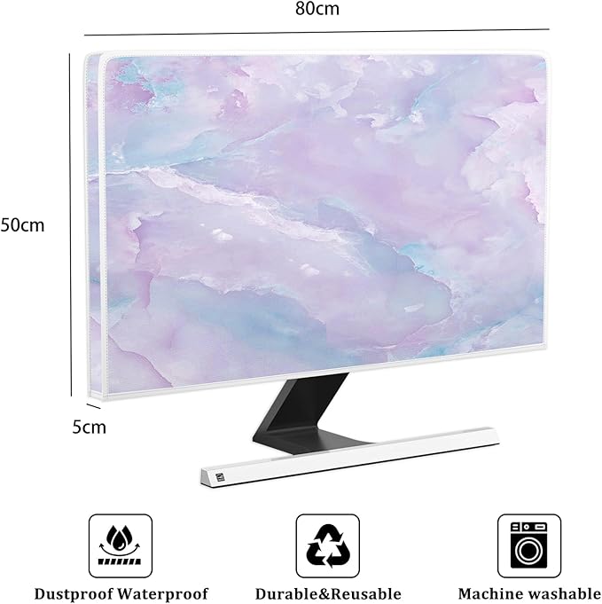 Baocicco Violet Marble Waterproof 32 Inch Anti-Static Dustproof LCD/LED/HD Abstract Creative Desigen Television Accessories Laptop TV LCD Screen Texture TV Decoration for LED LCD OLED TVs