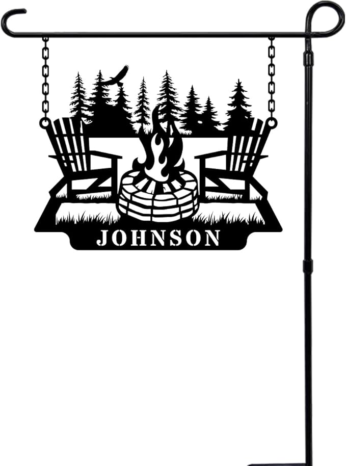 Personalized Campfire Name Metal Signs, Camper Decor,Custom Family Name Sign for RV, Custom Camper Fire Pit Signs, Personalized Camping Gifts,Metal Outdoor Sign