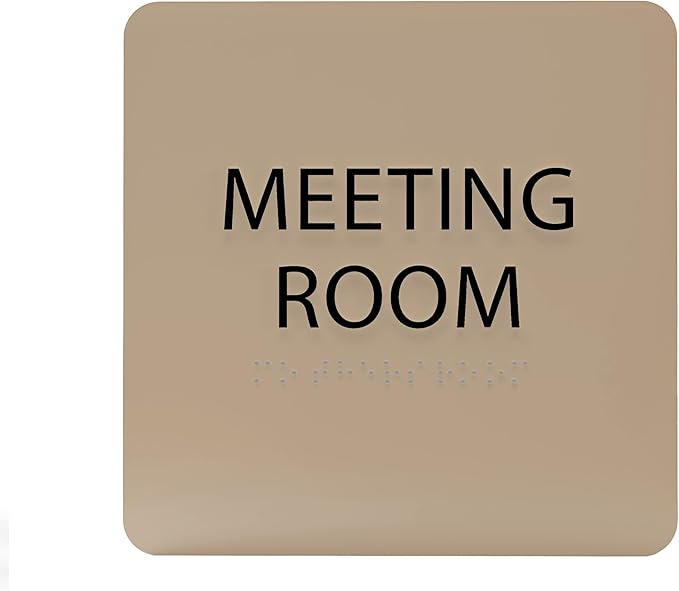 ADA CENTRAL SIGNS - 6" X6" Meeting Room Sign - ADA Compliant Tactile Graphics Grade 2 Braille Text Acrylic Wall Sign - Privacy Interview Room Name Door Sign for Schools Hospitals Offices & Apartments