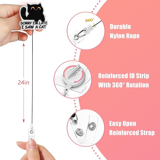 Aoryalps Retractable Badge Reel Holder Retractable with ID Clip for Nurse Nursing Name Tag Card Nursing Student Teacher Doctor Medical Assistant Work Office Clip-Gifts for Nurse