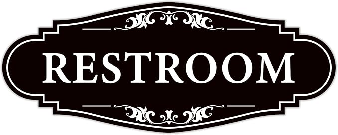 Restroom Sign for Business and Home，Self-adhesive Unisex Bathroom Sign Sticker，Waterproof Vinyl Toilet Decor for House，Office，Shop，Door（Black）