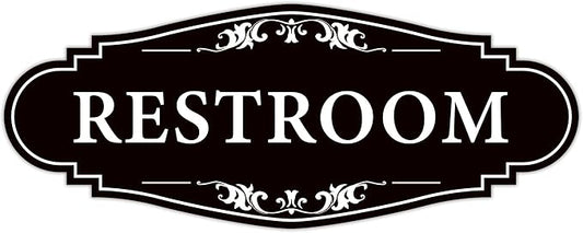 Restroom Sign for Business and Home，Self-adhesive Unisex Bathroom Sign Sticker，Waterproof Vinyl Toilet Decor for House，Office，Shop，Door（Black）