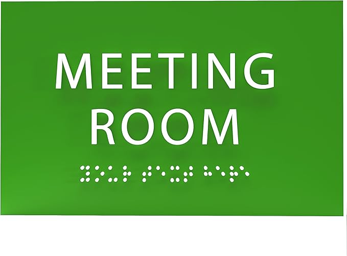 ADA CENTRAL SIGNS - 6" X4" Meeting Room Sign - ADA Compliant Tactile Graphics Grade 2 Braille Text Acrylic Wall Sign | Privacy, Interview, Room Name Sign for Schools, Hospitals, Offices, & Apartments