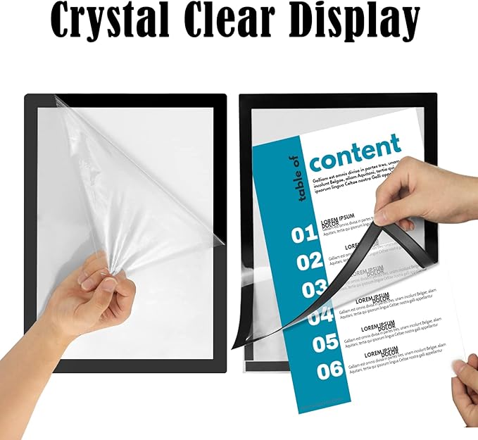 JIUYE 3Pcs Self Adhesive Magnetic Sign Holder 8.5 x 11 inches,Wall Mount Plastic Display Frame,Adhesive Magnetic Framed Paper Document Sign Holder for Home Office Store,Black