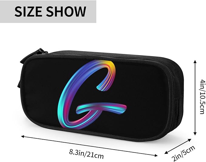 Pazacon Cute Initial Pencil Case for Kids Students, Large Capacity Pencil Pouch for Boys Girls, Letter Design Pencil Box Pen Bag Office Stationery Organizer, Rainbow Letter G