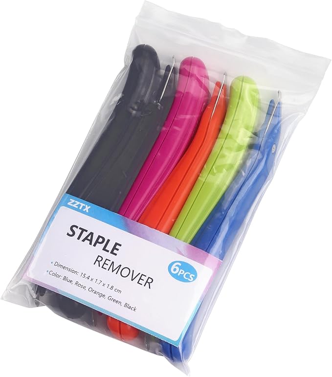 ZZTX 6 PCS Professional Magnetic Staple Remover Puller Staples Remover Staple Removal Tool for School Office Home 5 Colors