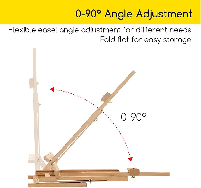 MEEDEN Large Wooden Tabletop H-Frame Easel, 38'' High, Solid Beech Wood Table Easel for Painting Canvas 25'' Max, Studio Desktop Art Easel Stand for Painting & Displaying,for Artists & Beginners