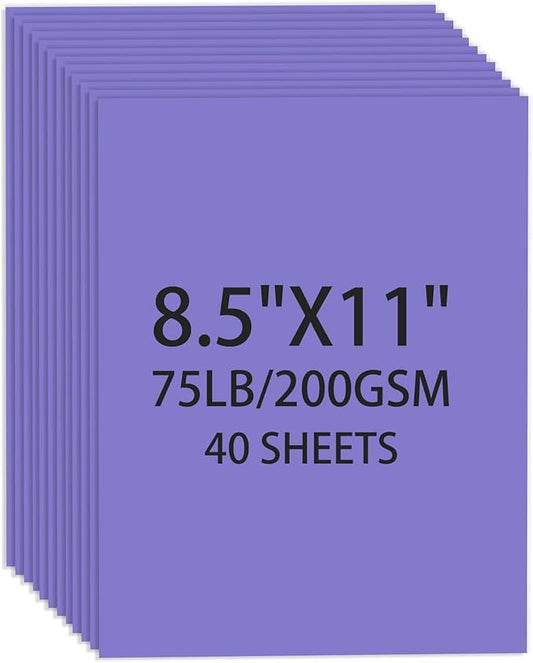 Cardstock 8.5 X 11, 40 Sheets, Dark purple Card Stock, 75lb/ 200gsm Copy Paper, Cardstock Printer Paper For Art, Drawing, Invitations, DIY Cards, Craft, Construction, School & Office Supplies