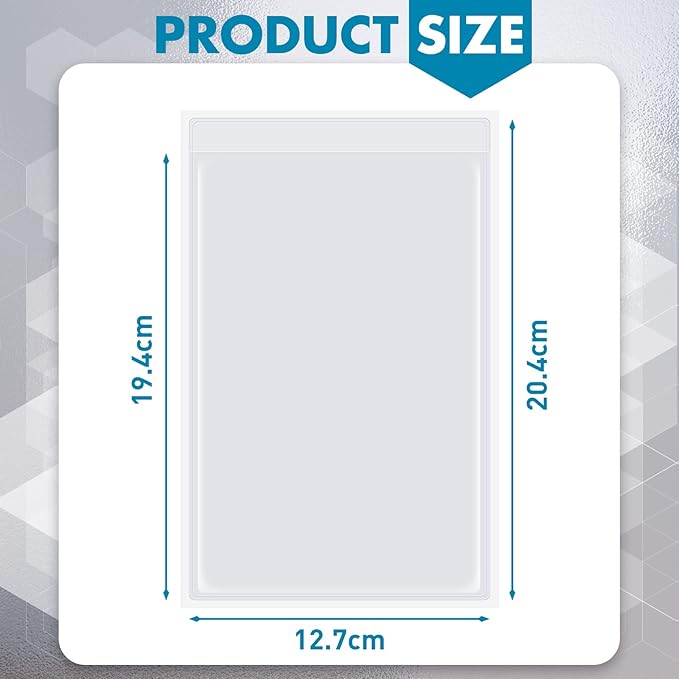 Outus Self Adhesive Shop Ticket Holders Clear Plastic Sleeves Adhesive Pockets Work Order Job Ticket Holders for Home Office Posting Signs(5 x 8 Inch,60 Pcs)