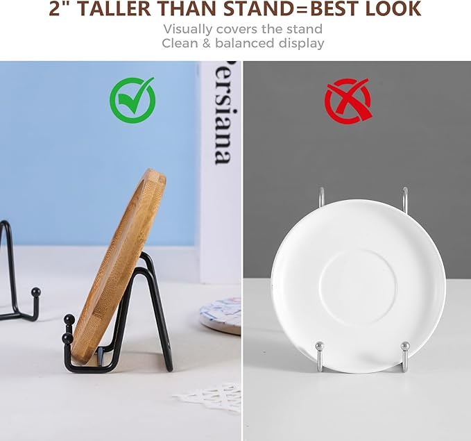LIONWEI LIONWELI Plate Display Stand Easel Holders - 3" Tabletop Metal Stands for Small Decorative Plates, Photos & Picture Frames - Black, 4-Pack