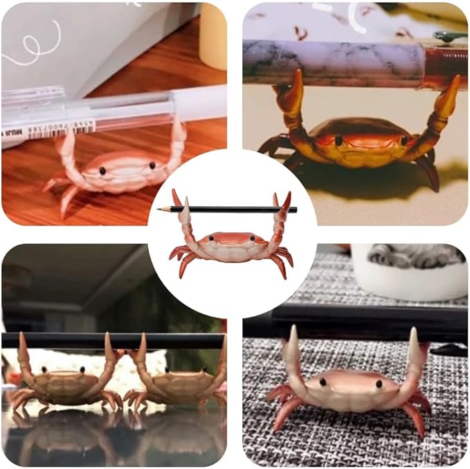 Crab Pen Holder for Desk, Cute Multifunctional Weightlifting Desk Crab Pencil Holder Organizer for Pens, Pencils & Makeup, Funny Desktop Decor Gift for Home Office School (Green)