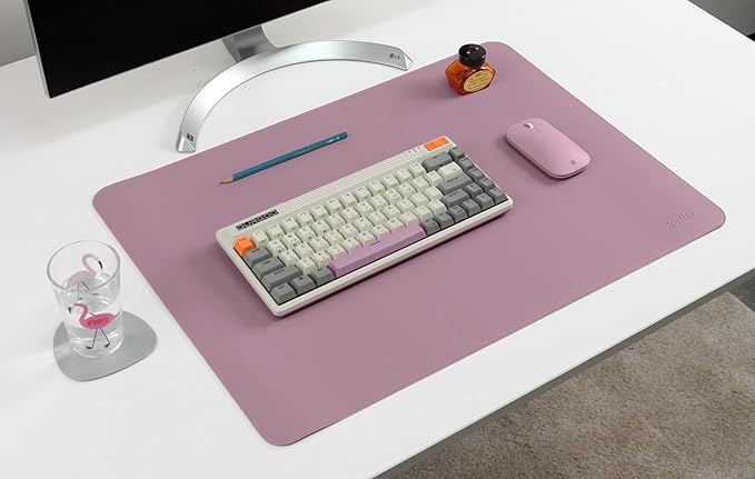 NODITO Dual-Sided Leather Desk Pad,Blotter for Laptop Computer,Mouse Pad,Writing,Drawing,Arts and Craft Mat (17"x24", Lilac)