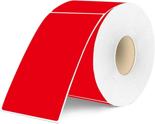 3×5 Inch Red Removable Thermal Labels,Waterproof Thermal Label,240 Sheets per Roll with Perforated Lines