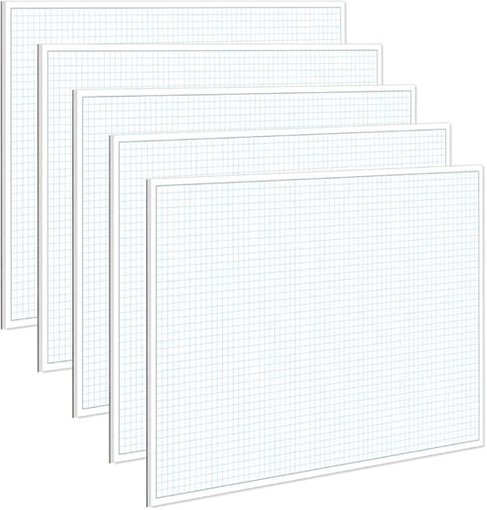 (5-Pack) Engineering Graph Paper Pads, 11x17 Quadrille 125 Sheets/250 Pages Grid Paper for Drafting, Engineering, Blueprint Drawing, 4x4 Blue Quad Rule, 100gsm White Paper