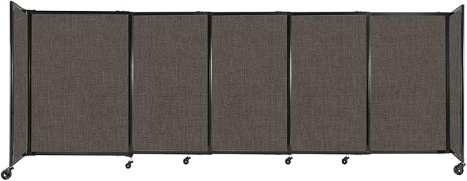 Versare Straightwall Sliding Portable Wall Partition | Freestanding Office Dividers | Locking Wheels | Temporary Room Separator | 11'3" Wide x 4' Tall Mocha Fabric Panels