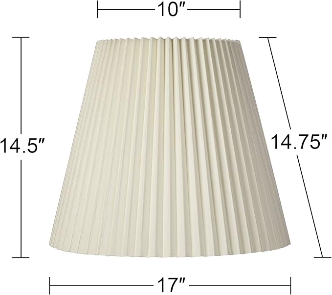 10" Top x 17" Bottom x 14 1/2" High x 14 3/4" Slant Lamp Shade Replacement Large Ivory White Bell Round Traditional Pleated Spider Harp Finial - Springcrest