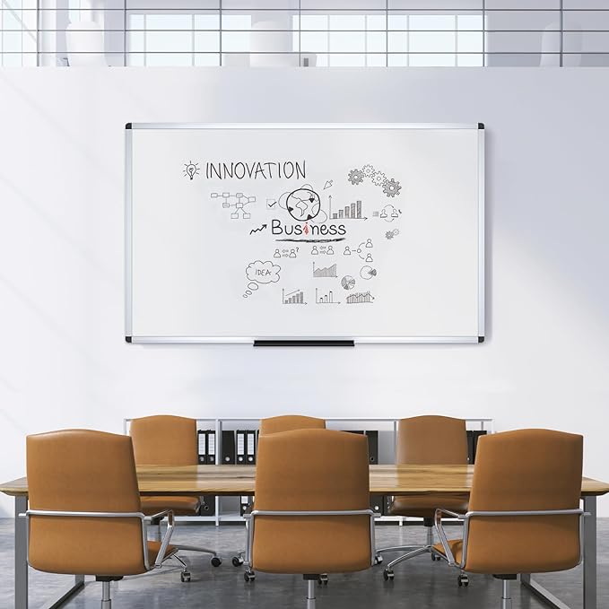 VIZ-PRO Dry Erase Board/Magnetic Whiteboard, 72 x 48 Inches, Large Wall Mounted Board for School Office and Home 6' x 4'