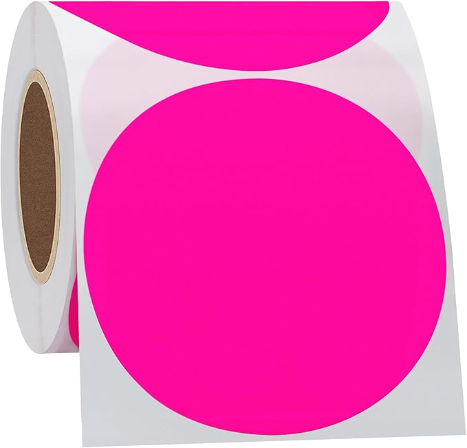 Hybsk Round Color Coding Circle Dots Labels Warehouse Inventory Organizer Stickers (4 inch, Fluorescent Pink)