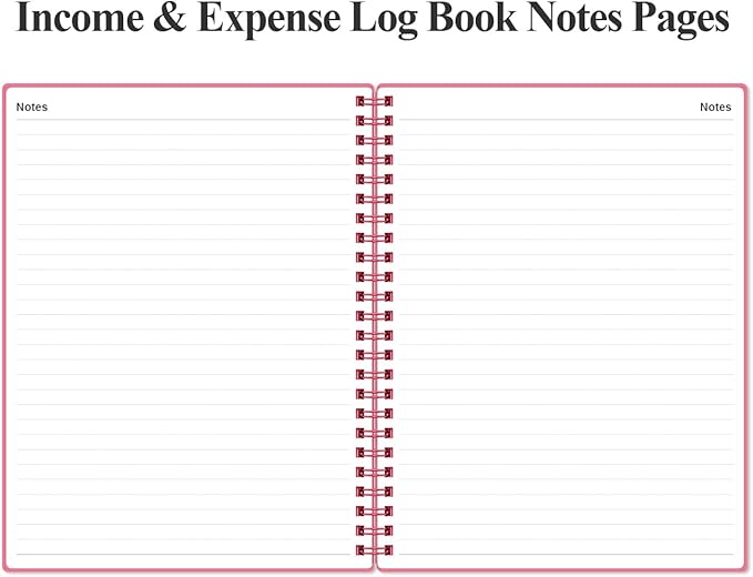 Heveboik Income & Expense Log Book - A4 Income and Expense Tracker for Small Business, Accounting Bookkeeping Tracking for Woman and Man, 8" x 10.5", Pink