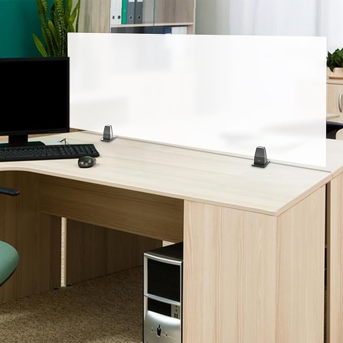 KONKENIE Acrylic Office Privacy Partition Indoor Desk Divider Guard Rectangle Desktop Privacy Panel Privacy Shield Screen for Classroom Office Reception Station Bakery Translucent (47x18x2”,1PCS)
