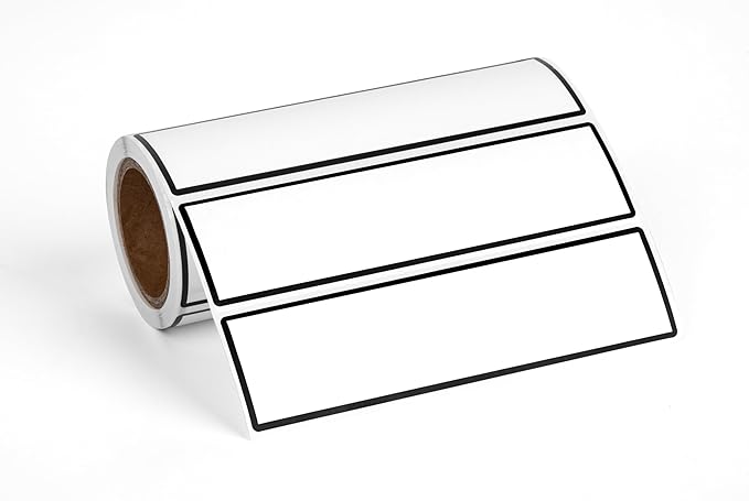 Binder Spine Labels, Perforated Self Adhesive Sticker Labels for 1.5 Inch Binders, 5 3/8" x 1 3/8", 200pcs, White with Black Border