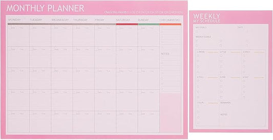 Didiseaon 2pcs Weekly and Monthly Schedule Notepad Undated Planner with Checklist for Work and Study Minimalist Paper Organizer for Goal Tracking and Habit Planning Candy Planning Pads