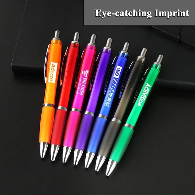 100 Pack Personalized Pens With Your Custom Logo Message - Customizable Gifts In Bulk -Custom Advertising Message - Party Favors