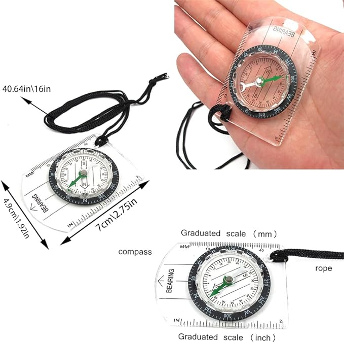 BOSOIRSOU 12pcs Orienteering Compass Set - Waterproof, Map Compass for Hiking, Backpacking, Camping, Kids, Travelling