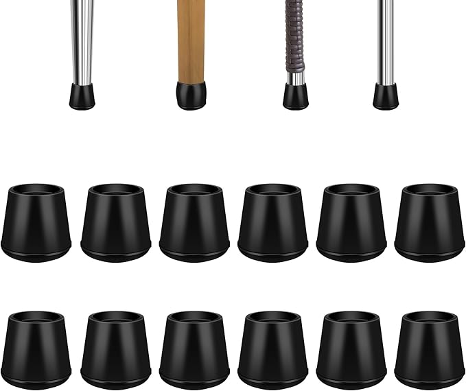 VOCOMO 1-1/4” Round Rubber Chair Leg Tips Caps, Chair Leg Floor Protectors Furniture Legs Caps Non Slip Reduce Noise for Hardwood Floors (Black, 8 Pack)