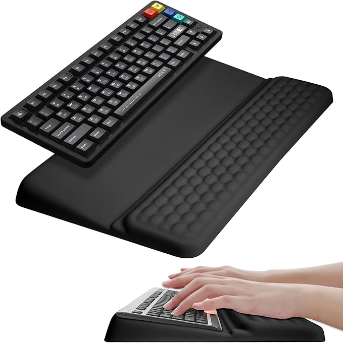Ergonomic Keyboard Riser Holder Lifter Tray Computer Wrist Support Pad, Wrist Rest with Keyboard Stand with Wrist Pad,Soft Memory Foam Desk Cushion,Palm Hand Typing for Office Home School