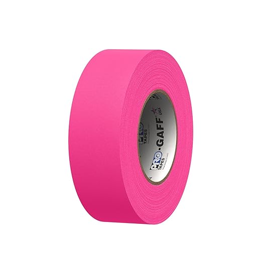 2" Width ProTapes Pro Gaff Premium Matte Cloth Gaffer's Tape With Rubber Adhesive, 50 yds Length x, Fluorescent Pink (Pack of 1)