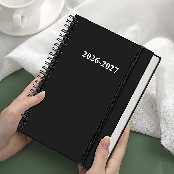 2026-2027 Planner - 18 Months Weekly & Monthly Planner from January 2026 - June 2027, Spiral Planners 2026-2027 with Elastic Closure, Inner Pocket, Medium 5.8" x 8.3", Black