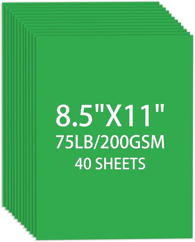 Cardstock 8.5 X 11, 40 Sheets,Christmas Green Card Stock, 65lb/ 180gsm,Dark Green Copy and Printer Paper For Art, Drawing, Invitations, DIY Cards, Craft, Construction, School & Office Supplies