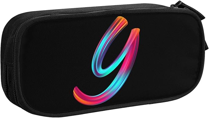 Pazacon Cute Initial Pencil Case for Kids Students, Large Capacity Pencil Pouch for Boys Girls, Letter Design Pencil Box Pen Bag Office Stationery Organizer, Rainbow Letter Y