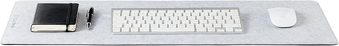 Wolvende Premium Felt Desk Mat | Small 12" x 27.5" | Multifunctional Desk Pad for Home Office | Light Gray